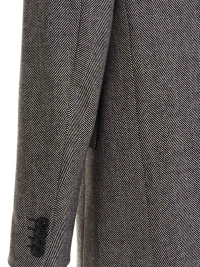 Shop Pt Torino Herringbone Tweed Long Coat In White/black