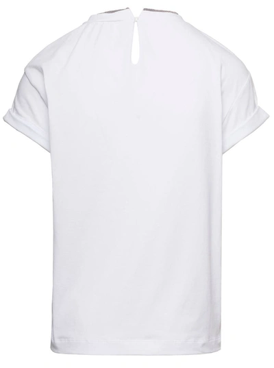 Shop Brunello Cucinelli White T-shirt With  Monile Detail In Cotton Woman