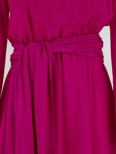 Shop Cri.da Crida Dresses In <p>crida Maxi Dress In Fuchsia Silk With Long Balloon Sleeves And V-neck