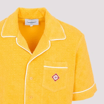 Shop Casablanca Logo-patch Short-sleeve Shirt In Yellow &amp; Orange