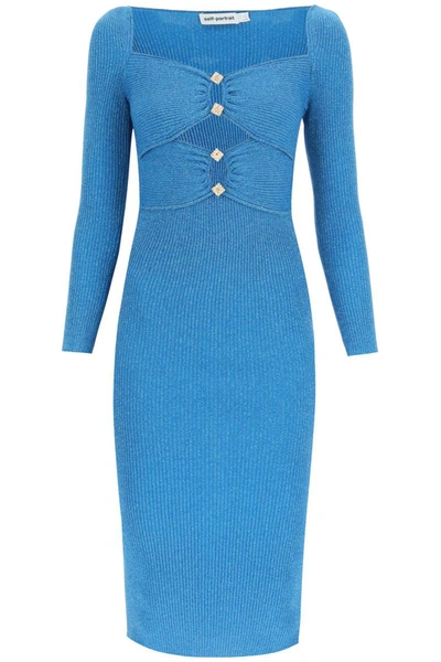 Self-portrait Self Portrait Lurex Sheath Dress With Buttons In Multicolor