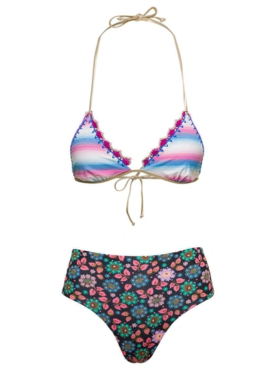 Shop Anjuna 'doris' Multicolor Reversible Two-piece Swimsuit With Graphic Print Woman In Blu