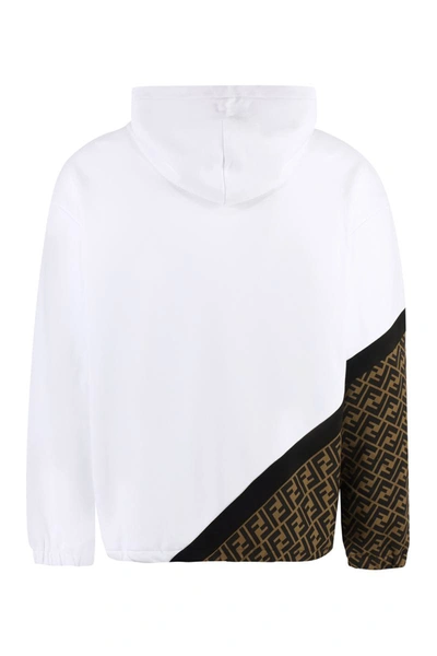 Shop Fendi Hooded Sweatshirt In White