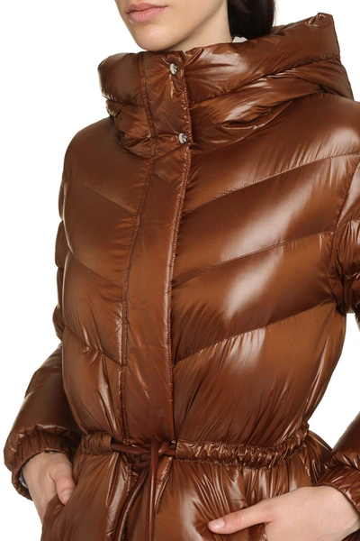 Shop Woolrich Aliquippa Hooded Down Jacket In Brown