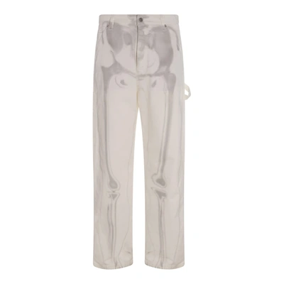 Off-white Carpenter Body Scan Print Loose-fitting Jeans In White
