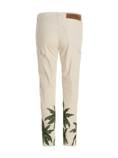 Shop Palm Angels Jeans 'bull Palms' In White