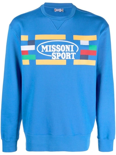 Shop Missoni Sport Missoni Logo Sweatshirt In Blue