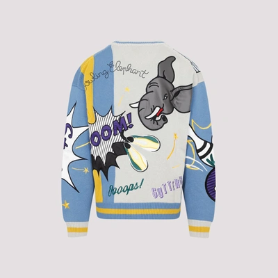 Shop Kenzo Bowling Elephant Cardigan Sweater In Blue