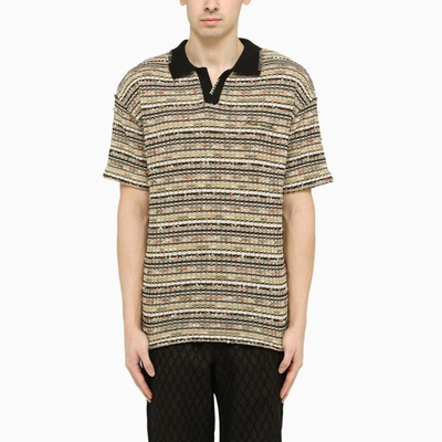 Shop Andersson Bell Striped Polo Shirt In Beige