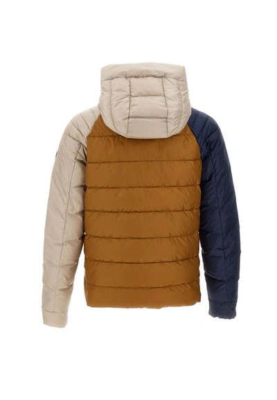 Shop Canada Goose "legacy" Down Jacket In Navy-gold-limestone