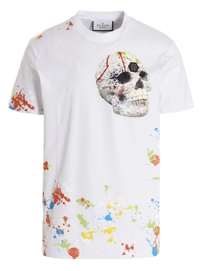 Shop Philipp Plein ‘dripping Skull' T-shirt In White