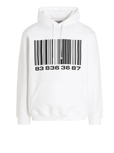 Shop Vtmnts ‘big Barcode' Hoodie In White