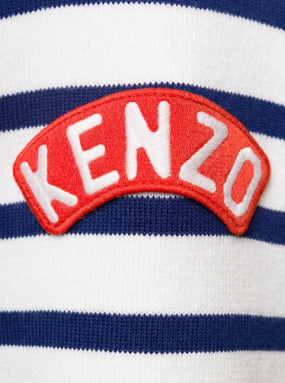 Shop Kenzo Black And Blue Nautical Striped Cardigan In Cotton Man