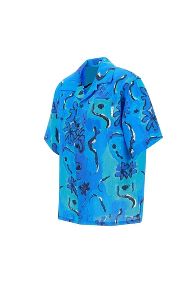 Shop Marni "minuto Blu" Ramié Shirt In Blue