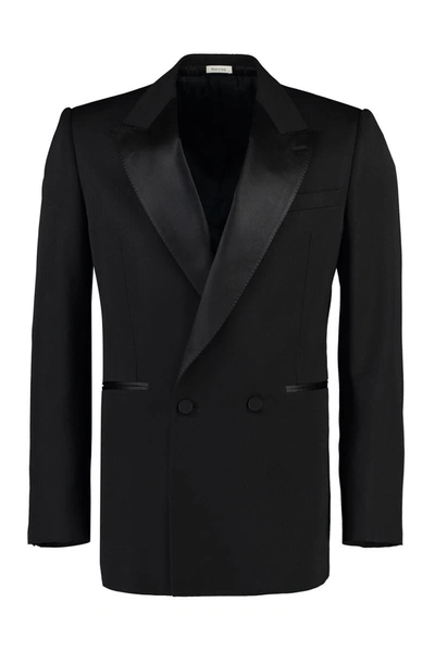 Shop Alexander Mcqueen Double-breasted Wool Blazer In Black