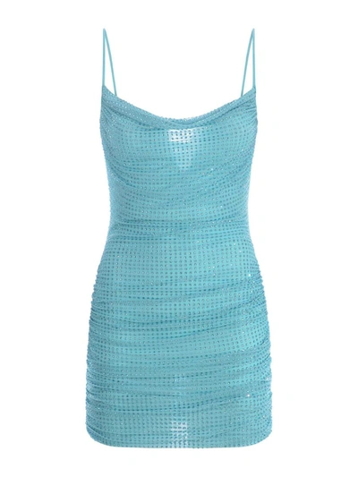 Shop Self-portrait Mini Dress Self-portait In Light Blue