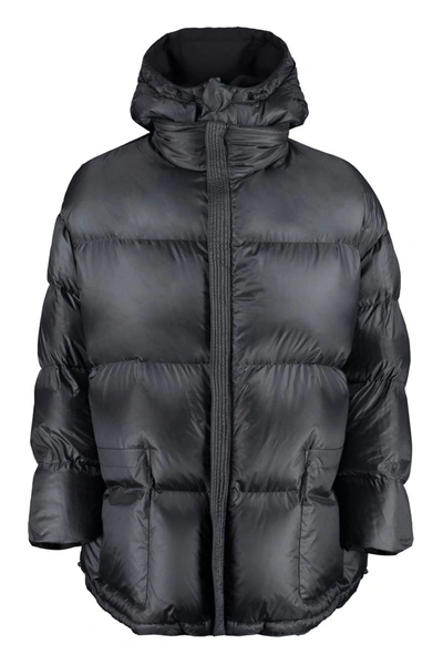 Shop Valentino Reversible Hooded Down Jacket In Black