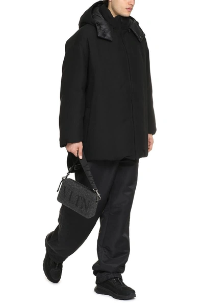 Shop Valentino Reversible Hooded Down Jacket In Black