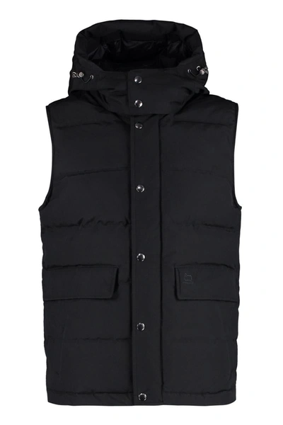 Shop Woolrich Aleutian Hooded Bodywarmer Jacket In Black