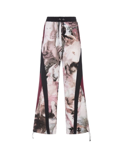 Shop Balmain Black Wide Track Pant With Pastel Print In Multicolour