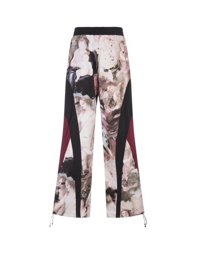 Shop Balmain Black Wide Track Pant With Pastel Print In Multicolour