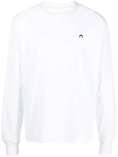 Shop Marine Serre Cotton Sweater With Logo In White
