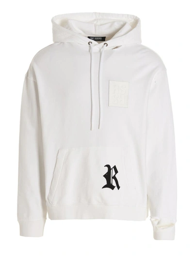 Raf Simons Destroyed Regular Fit Hoodie W/ R Print In White
