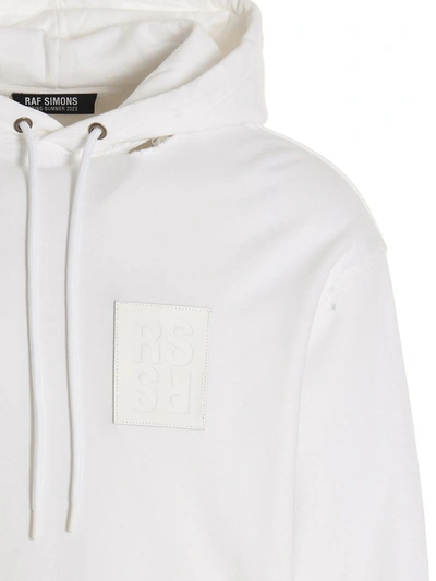 Raf Simons Destroyed Regular Fit Hoodie W/ R Print In White