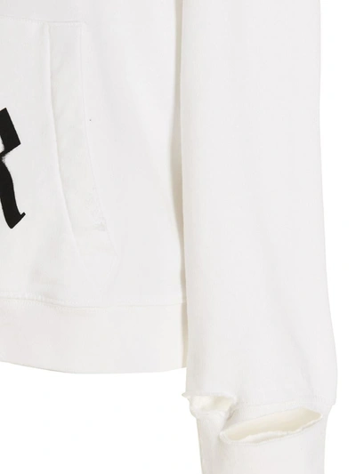 Raf Simons Destroyed Regular Fit Hoodie W/ R Print In White
