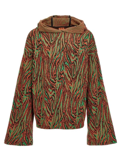 Shop Vitelli 'flow Jacquard' Hooded Sweater In Multicolor