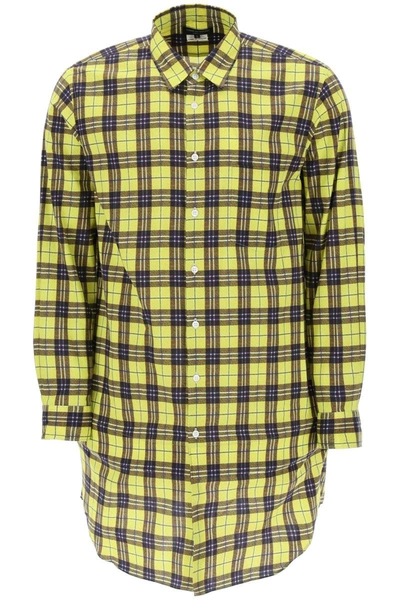 Shop Comme Des Garçons Homme Deux Comme Des Garcons Homme Plus Check Cotton Shirt With Rigid Insert In Yellow