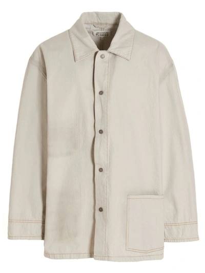 Shop Maison Margiela Denim Long Jacket In Gray