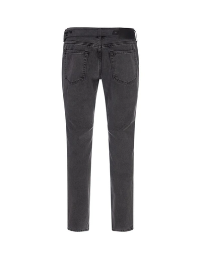 Shop Off-white Straight Jeans In Grey Denim With Belt In Black