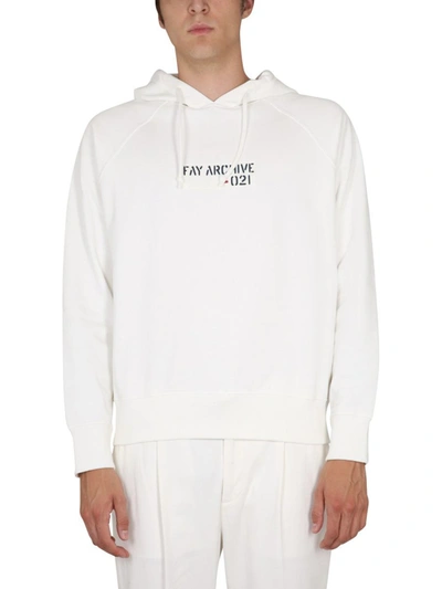 Shop Fay " Archive" Sweatshirt In White