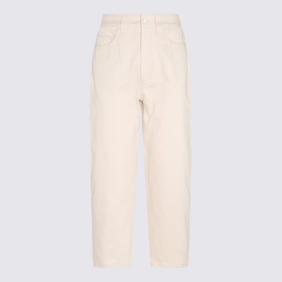 Shop Sunnei Ecru White Stripes Cotton Pants
