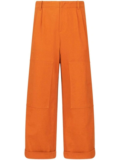 Shop Etro Cotton Wide-leg Trousers In Red