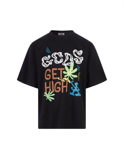 Shop Gcds T-shirt With Graphic Print In Black