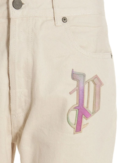 Shop Palm Angels 'bull Rainbow Logo Patch' Jeans In White