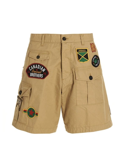 Shop Dsquared2 ‘boxer Cargo' Bermuda Shorts In Beige