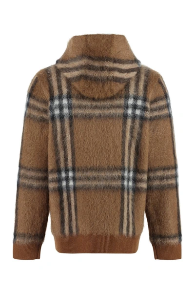 Shop Burberry Knitted Hoodie In Brown