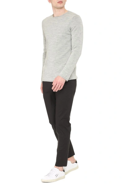 Shop Comme Des Garçons Long Sleeve Crew-neck Sweater In Grey