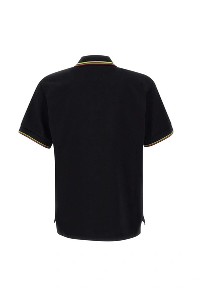 Shop Gcds "surf" Cotton Polo Shirt In Black