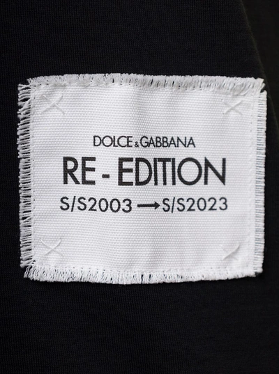 Shop Dolce & Gabbana Black Vest With Logo Patch And Print In Cotton Man