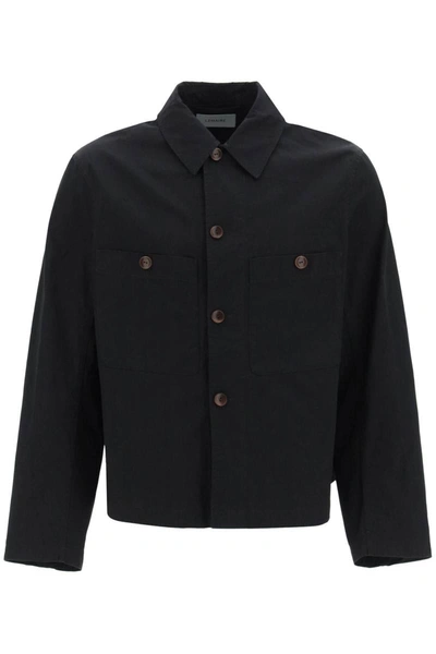 Shop Lemaire Military Overshirt Jacket In Black