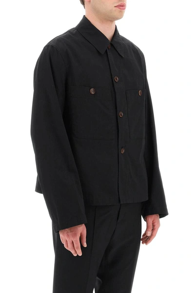 Shop Lemaire Military Overshirt Jacket In Black