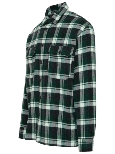 Shop Destin Webster Green Check Cashmere Blend Shirt