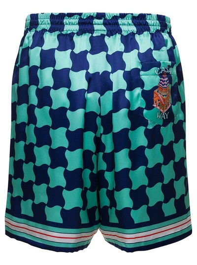 Casablanca Pool Tile Printed Tech Swim Shorts In Blu