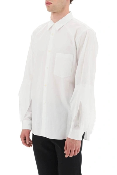 Shop Comme Des Garçons Homme Deux Comme Des Garcons Homme Plus Spiked Frayed-sleeved Shirt In White