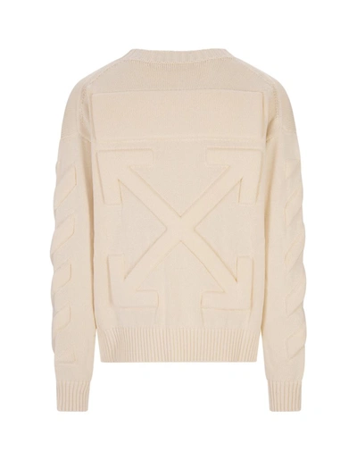 Shop Off-white Off- Cream Sweater With Embossed Detailing In White