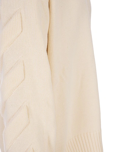Shop Off-white Off- Cream Sweater With Embossed Detailing In White